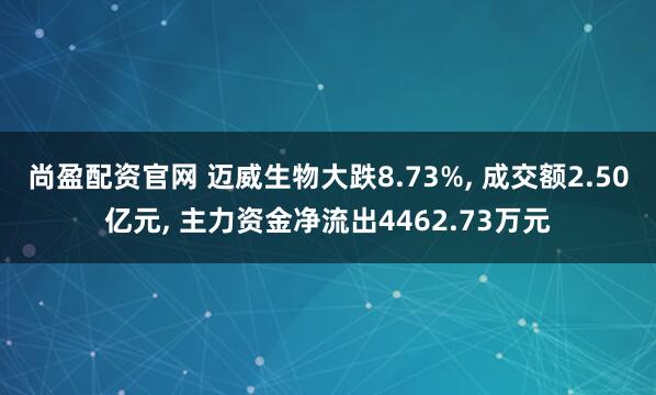 尚盈配资官网 迈威生物大跌8.73%, 成交额2.50亿元, 主力资金净流出4462.73万元